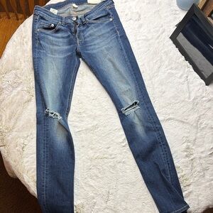Rag & Bone Blue Distressed Skinny Jeans